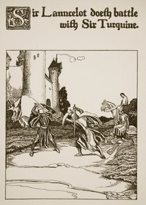 Sir Launcelot combat Sir Turquine, illustration de 